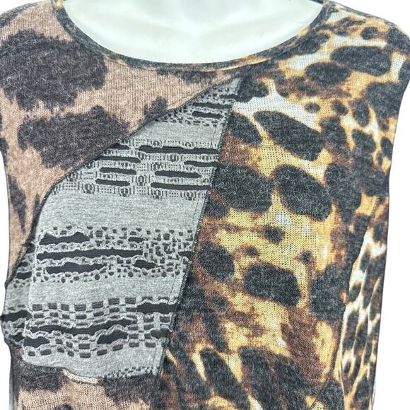 Ali Miles Petite Womens Leopard Print Mixed Media Lagenlook Light Sweater sz PL - Picture 5 of 16